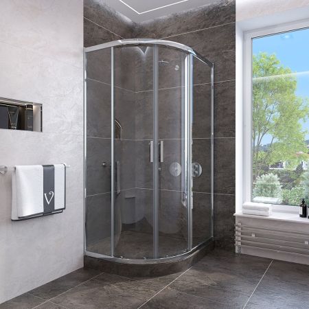Душевой угол Veconi Rovigo RV-107, 900x900x1900, хром, стекло прозрачное, артикул RV107-90-01-C4