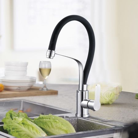 Смеситель для кухни с гибким изливом G.Lauf ZAP4-D090, нержавеющая сталь