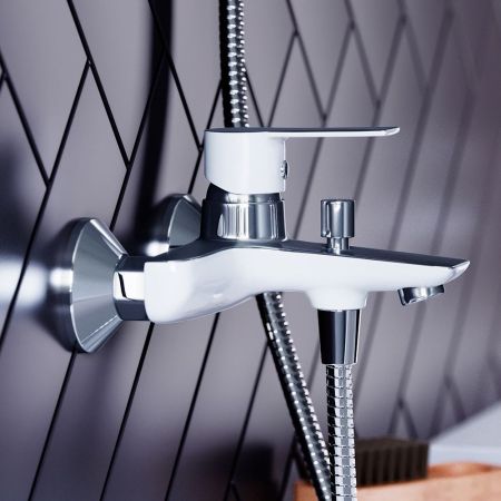 841000000 Origin Elegance смеситель для ванны/душа белый, артикул 841000000