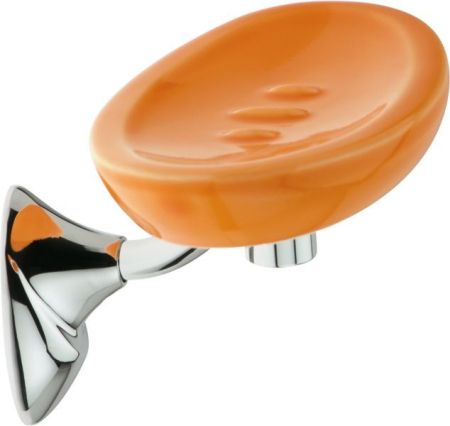 Stil Haus Zefiro, настенная керамическая мыльница, цвет хром - оранжевая керамика, артикул ZE09(08-AR)
