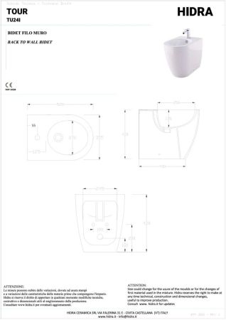 Hidra Tour, напольное биде c крепежом, 52x35,5x42h см, цвет черный матовый, артикул TU24I/026