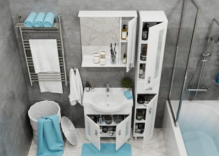 Тумба Onika Кристалл 70 напольная, белая (ум. Erica 70), артикул 107024