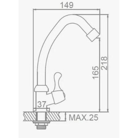 Кран на одну воду D-Lin D151911, хром