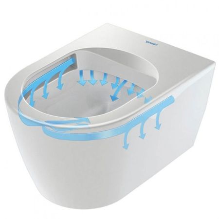 Унитаз, Duravit, ME by Starck, безободковый (с открытым смывным краем), тип установки-подвесной, ширина, мм-370, глубина, мм-480, высота, мм-350, форма чаши-овальная, выпуск-горизонтальный, без декора, материал-керамика, сиденье-в комплект не входит (прио, артикул 2530090000