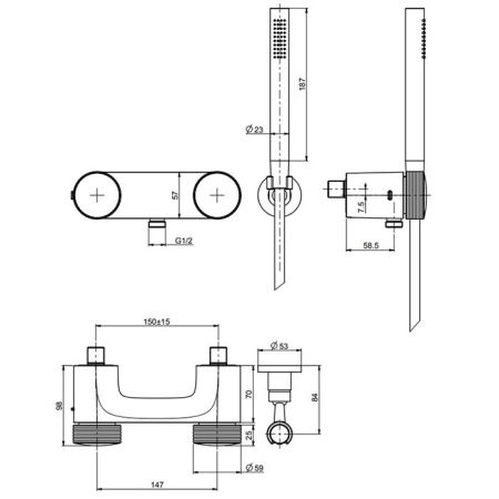 Fima Carlo Frattini Colonne doccia Душевая стойка, верхний душ 25см., с термостатическим смесителем, держателем и ручным душем, цвет: хром, артикул F5605/2VCR