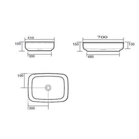 Kerasan Tribeca Раковина накладная 70х43см, без отв. под смеситель, цвет: Grigio matt