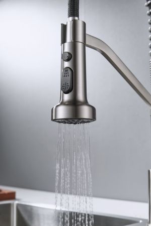 Смеситель для кухни с гибким изливом Shevanik S963L, сатин