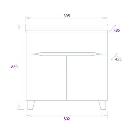 Тумба Onika Стрим 80 напольная, белая (ум. Como 80), артикул 108055
