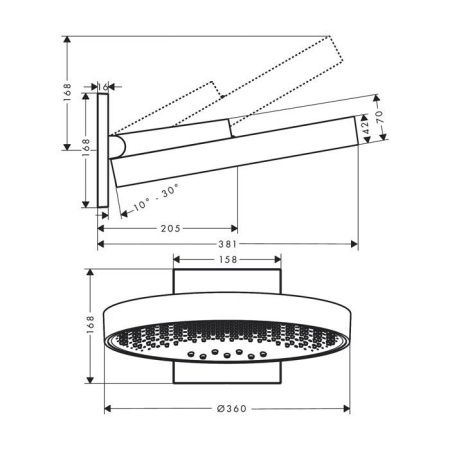 HG Rainfinity Верхний душ 360 3jet с настенным креплением, шлифованный черный хром HG Rainfinity Верхний душ 360 3jet с настенным креплением, шлифованный черный хром