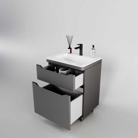 Тумба напольная "Марелла 60" (2 ящ.) Люкс антискрейтч серый, PLUS, артикул СС-00002397