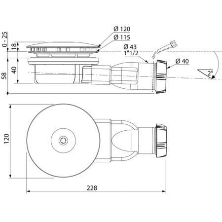 Сифон для душевого поддона Wirquin Slim 30718661 Серый