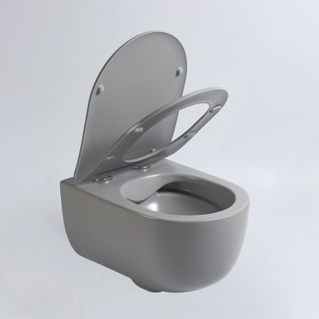 Унитаз подвесной Evo VT1-34SMG безободковый, цвет серый матовый, ультратонкое soft-close сиденье, артикул VT1-34SMG