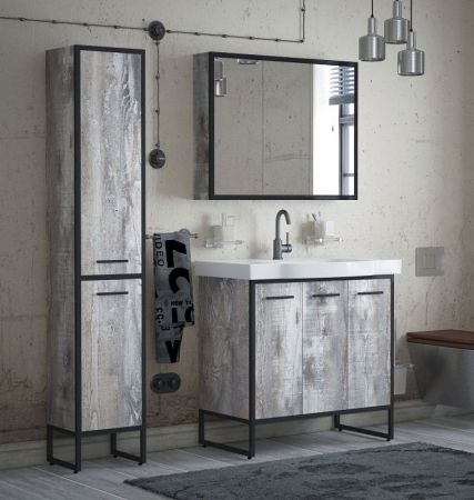 Шкаф-пенал "Айрон 35", черный/антик, артикул SD-00000387