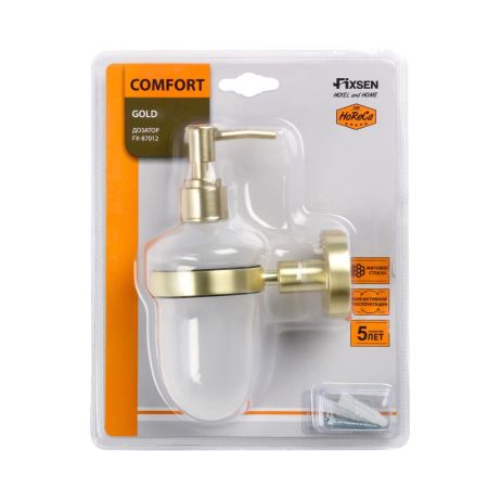 Дозатор жидкого мыла FIXSEN COMFORT    GOLD FX-87012, матовое золото, артикул FX-87012