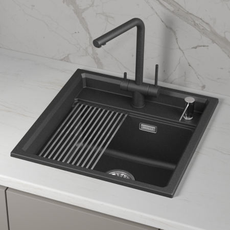 Кухонная мойка GRANULA кварц (5002i, ЧЁРНЫЙ), артикул 5002i, ЧЁРНЫЙ