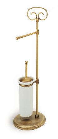 Stil Haus Idra, стойка: бумагодержатель + ерш керамический, цвет бронза - белая керамика, артикул I20(25-BI)