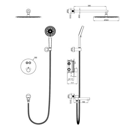Душевая система с тремостатом WONZON & WOGHAND STICK, Розовое золото (WW-88929010-RG)
