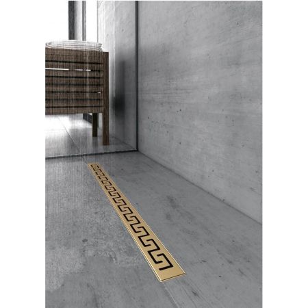 Желоб BERGES водосток В1 Antik 700, золото глянец, S-сифон D50 H60 боковой, артикул 092125