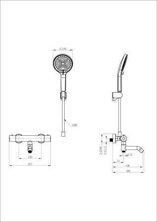 Смеситель для ванны с душем и термостатом WONZON & WOGHAND, Хром (WW-B2065-A1-CR)