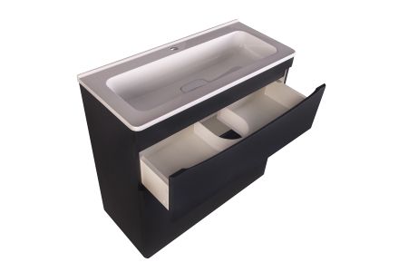 Тумба напольная "Бергамо мини 90" (2 ящ.) Люкс антискрейтч черный, PLUS, артикул СС-00002363