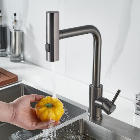 Смеситель для кухни с мультифункциональным изливом Raffine F203T, оружейная сталь, артикул F203T