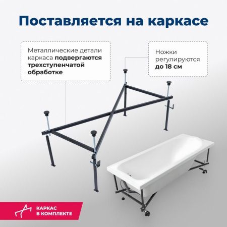 Акриловая ванна Aquanet Nord NEW 170x70 (с каркасом), артикул 00242400