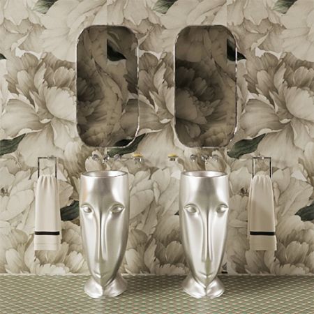 Kerasan Artwork Раковина свободностоящая "MOLOCO", слив в стену, цвет: Bianco-argento