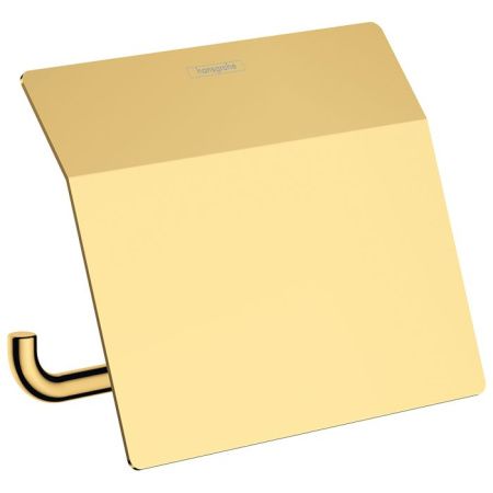 Бумагодержатель, Hansgrohe, AddStoris, с крышкой, тип установки-настенный, цвет-полированное золото