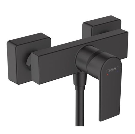 Смеситель для душа, Hansgrohe, Vernis Shape, тип открывания воды-рычажный, тип регулирования воды-керамический картридж, тип установки-настенный, отверстия для монтажа-2, материал ручки-металл, цвет ручки-в цвет смесителя, цвет-черный матовый, артикул 71650670