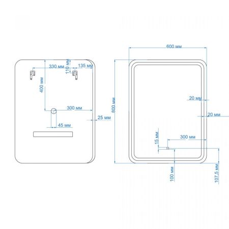 Зеркало с подсветкой "Genova 600x800" AM-Gen-600-800-DS-F-White, артикул AM-Gen-600-800-DS-F-White