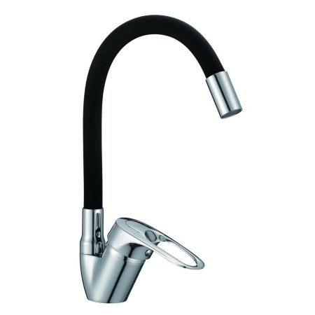 Смеситель для кухни с гибким изливом D-Lin D150628-1C, хром/черный