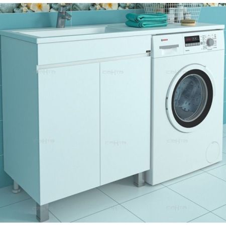 Тумба с раковиной СанТа Марс 130 L 700265+900114 Белая