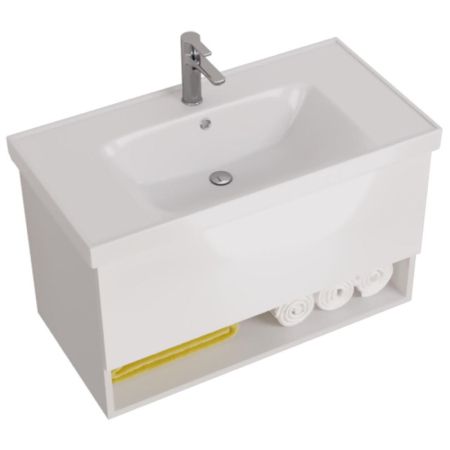 Тумба с раковиной подвесная Dreja Perfecto 90 см, белый, артикул 99-0808-com