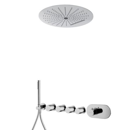 Fima Carlo Frattini Sistemi doccia Душевой к-т смеситель с верхним душем, встраиваемый, термостатический, с ручным душем, на 4 выхода, цвет: хром, артикул F3188X4R40CR