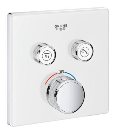 Внешняя часть термостатического смесителя на 2 выхода GROHE Grohtherm SmartControl, белая луна (29156LS0), артикул 29156LS0