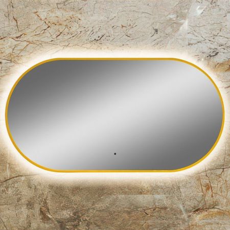 Зеркало с подсветкой ART&MAX Torino AM-Tor-550-1050-DS-Gold, артикул AM-Tor-550-1050-DS-Gold