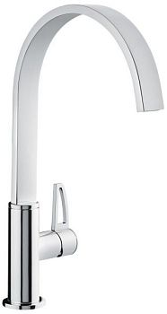 Emmevi Minu, однорычажный кухонный смеситель с поворотным изливом (излив 19,5 см), ручка со стержнем, без донного клапана, цвет хром