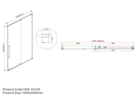 Душевая дверь Arno VPS-1A120CL, 1200, хром, стекло прозрачное, артикул VPS-1A120CL