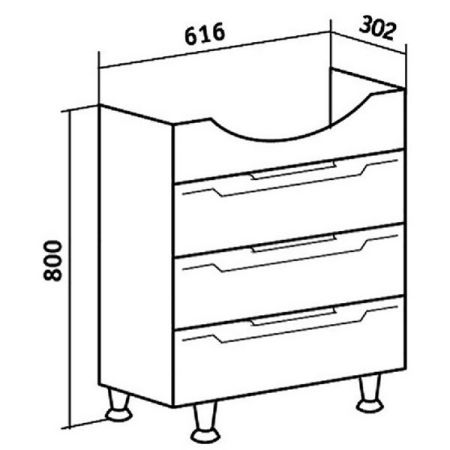 Тумба под раковину Runo Верона 65 4620750025861 Белая, артикул 4620750025861