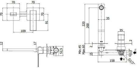 Смеситель для раковины Paffoni Elle EL105NO70 (с внутренней частью), артикул EL105NO70