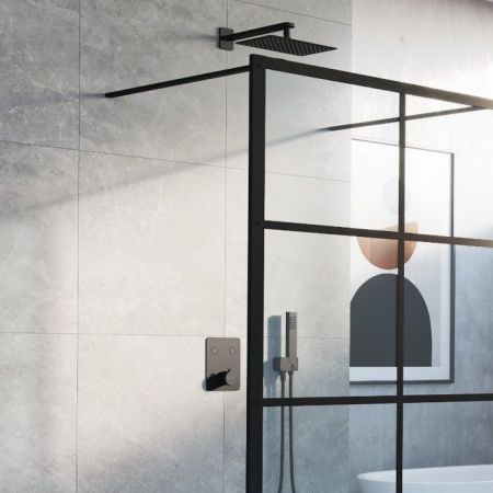 Термостатическая душевая система скрытого монтажа EXCELLENT Krotos AREX.SET.8045BL (черный мат), артикул AREX.SET.8045BL