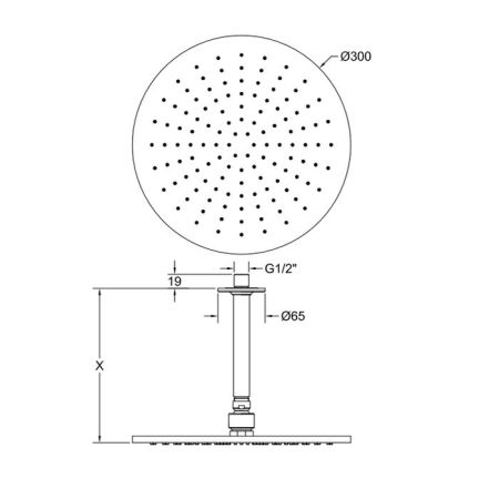 GESSI INCISO Потолочная душевая головка шарнирная на 1/2",Ø300мм, цвет: finox, артикул 58252#149