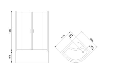 Душевой угол Royal Bath RB 100BK-C (матовое), артикул RB100BK-C