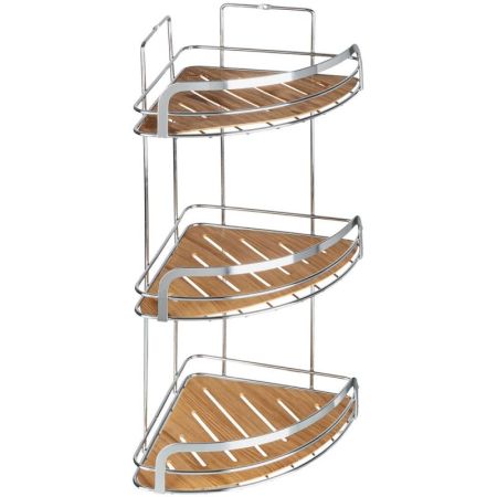 Полка для ванной комнаты угловая тройная, Wood, артикул FOR-WOD03-U