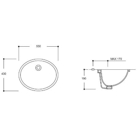 Умывальник GURAL Top 55х43 встраиваемый снизу, артикул TP05TAL00