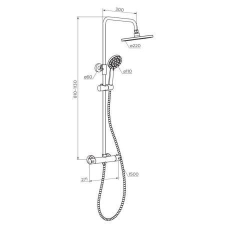D0710400 Futura душевая система с душевым ТМС смесителем, хром, артикул D0710400