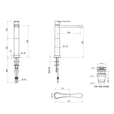 Bongio O'Clock Green Смеситель для раковины высокий, с выпуском clic-clac, цвет золото, артикул 14532ORGR