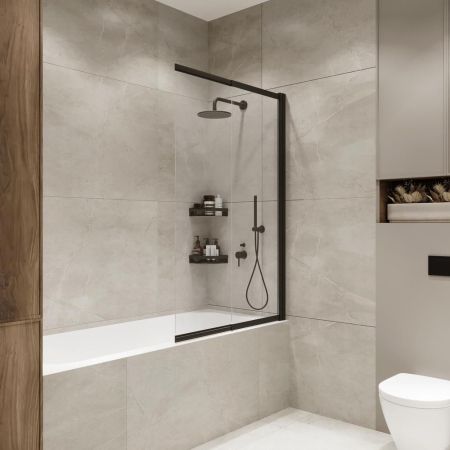 Шторка на ванну слайдер Terminus Ното 150х90, черный, артикул 1CS150х90B