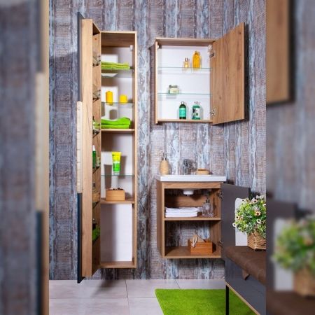 Комплект мебели для ванной Бриклаер Форест 50, дуб золотой/антрацит, артикул Форест 50