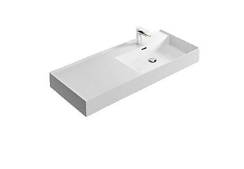 Hidra Kiub, накладная/подвесная прямоугольная раковина 121x46x12h см, чаша справа, цвет черный матовый